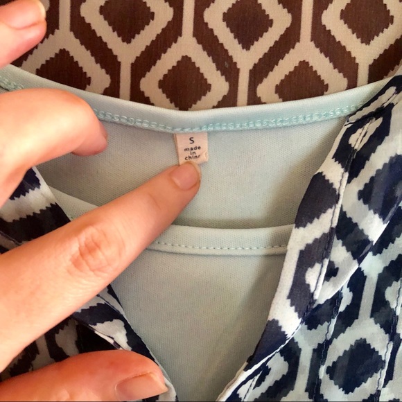 41 Hawthorn | Sheer Blue 3/4 Sleeve Top with Tank - Picture 4 of 8